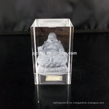 2017 recuerdos bloque de cristal grabado en blanco del cristal del laser 3D, cubo en blanco de cristal grabado cristalino del laser 3D